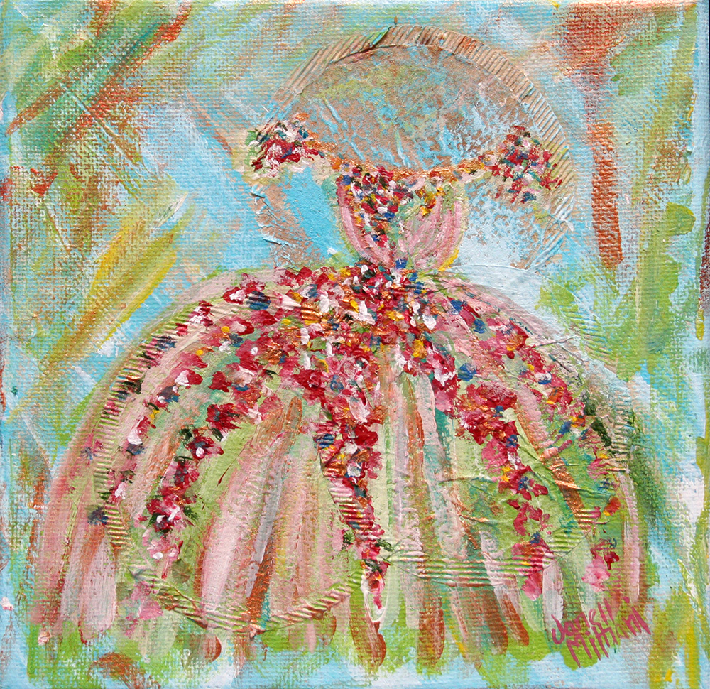 floral dress painting by Janell Mithani